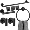 Toalheiro de banheiro de aço inoxidável preto, suporte de parede para toalhas, conjunto de pingentes para banheiro