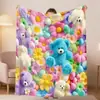 Manta de urso com estampa de desenho animado, feita sob medida, design impresso temático de anime DIY, adequada como manta de sofá para outono e inverno, e como manta de sofá