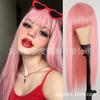 Peluca Cosplay de Halloween para Damas Europeas y Americanas Nueva Harajuku Flequillo Completo Combinación de Doble Color Cabello Largo Liso Set de Peluca Cosplay