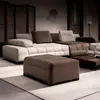 Sala de estar Taburete Sofá Lawrence, Taburete Largo con Almacenamiento, Taburete Bajo, Reposapiés Cuadrado Individual Negro para Sofá Chaise