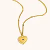 Moda Europeia e Americana Transfronteiriça Nicho Versátil Pingente Aço Inoxidável Banhado a Ouro 18K Mini Zircônia Coração Flor de Mês Colar