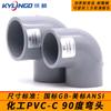 Codo CPVC grado químico engrosado resistente a altas temperaturas grado industrial pvc-codo de 90 grados accesorios para tuberías de suministro de agua estándar nacional estándar americano