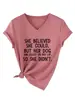 Ella creía que podía Amazon eBay Estación Independiente Moda Casual Cuello en V Manga Corta Camiseta para Mujer