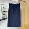 Falda de algodón color caqui para mujer, nuevo estilo otoño 2026, corte ajustado, elegante, de longitud media, falda lápiz casual