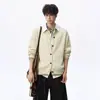 Suéter Cárdigan de Punto Grueso de Pareja de Moda para Hombre Otoño Estilo Perezoso Americano Suéter Cárdigan Versátil de Bloques de Color High Street Chaqueta Casual