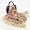 Lenço de Seda com Padrão Paisley Clássico Europeu e Americano para Mulheres, Lenço de Cabeça Versátil da Moda em Seda Sintética, Lenço Quadrado de 90cm, Atacado Transfronteiriço