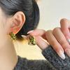 Pendientes Geométricos con Estampado de Leopardo Estilo Europeo y Americano para Mujer, Diseño de Nicho, Lujo Ligero, Pendientes de Gama Alta, Moda Otoño e Invierno, Pendientes Elegantes