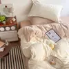 Ins cor sólida simples duas cores veludo de leite conjunto de quatro peças A-class blogueira luxo leve coração de menina dopamina fronha de veludo de leite