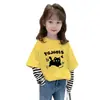 Camiseta de Manga Larga para Niña Estilo Primavera y Otoño, Ropa Interior Falsa de Dos Piezas 100% Algodón para Niños, Top de Otoño, Camiseta Básica para Niña, Camiseta de Rayas
