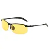 Gafas de Sol Polarizadas Personalizadas que Cambian de Color para Hombre, Gafas de Sol para Conducir con Media Montura Anti-UV, Elegantes Gafas de Montura Negra de Metal