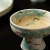 Dinastía Tang y Song Blanco Nieve Mate Pintado a Mano Sombra de Carpa Azul Cerámica Taza de Té de Pie Alto Taza Maestra Juego de Té Kung Fu Taza de Degustación
