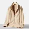 Chaqueta Exterior para Hombre Transfronteriza Engrosada con Felpa, Cortavientos, Cálida, Cuello Alto, Color Sólido, Forro Polar Casual