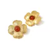 Conjunto de Anillo y Pendientes Versátil con Diseño Exagerado de Pétalos Europeo y Americano, Joyería de Moda y de Alta Gama en Oro de 18 Quilates que No se Desvanece para Mujeres