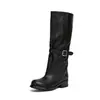 Fashionista~2026 Botas Altas de Otoño/Invierno Botas Largas Punta Redonda Tacón Grueso Tacón Medio Botas para Pantorrilla Ancha Botas de Moda