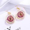 Nuevos Pendientes de Flores Secas con Lentejuelas de Fritillaria Joyería de Resina Personalizada Pendientes de Flor Eterna Pendientes de Flor Seca Pendientes de Flor Real de Rosa