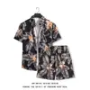 Conjunto de camisa floral de manga corta y shorts para hombre, atuendo casual y elegante de dos piezas para vacaciones en la playa junto al mar, top holgado