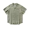 Yidao Vintage 2026 Verão Nova Camisa Texturizada com Gola Cubana para Homens Estilo Japonês High-End Solta de Manga Curta