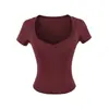 Camiseta Estilo Menina Picante Estilo Francês Gola V Manga Curta para Mulheres, Verão Cintura Marcada Curta Slim Fit Emagrecedora Versátil Camiseta Base Top