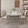 Mesa de comedor minimalista de pizarra de lujo ligero para apartamentos pequeños, silla rectangular Baylor, mesa y sillas de comedor color púrpura Morandi para cocina y sala de estar