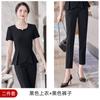 Traje profesional para mujer de verano de manga corta para salón de belleza, recepción, herramientas, hotel, restaurante, asistente, azafata, uniforme, ropa de trabajo