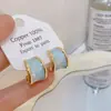 Banho de Ouro Real, Coleção Série Azul Moda Coreana e Japonesa, Brincos de Esmalte com Efeito Gotejante para Mulheres, Novos Brincos e Acessórios de Luxo Leve Nicho