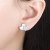 Venta caliente transfronteriza de AliExpress aretes de botón con forma de corazón y circonita, concha blanca, joyería de oreja asimétrica de moda para el trabajo, dulce amor