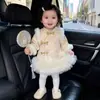 Novo Vestido Cheongsam Estilo Chinês para Meninas Pequenas, Elegante Vestido Jacquard com Gola Alta em Retalhos Estilo Dinastia Han, Vestido de Ano Novo Chinês para Crianças