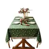 Mantel de Navidad Poliéster Algodón Estampado en Caliente Borla Borde de Algodón Mantel de Mesa de Comedor Mantel Rectangular Decoración de Ambiente Mantel