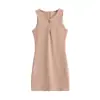 Elegante y seductor vestido ajustado para mujer con diseño de huecos, vestido de tirantes finos, vestido casual de alta gama para primavera-verano, vestido tipo camiseta sin mangas