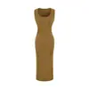 Vestido Largo sin Mangas con Tirantes Anchos Estilo Europeo y Americano, Cuello en U Amplio, Estilo Kendall Jenner, Ceñido a la Cintura, Bodycon, para Mujer, Moda de Verano