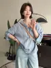 Camisa de Manga Larga con Capucha para Protección Solar para Mujer 2026 Primavera y Verano Nuevo Estilo Holgada Adelgazante Sencilla de Color Sólido Que Reduce la Edad Camisa Casual