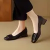 Zapatos de cuero retro de tacón medio estilo francés para mujer, novedad otoño 2026, zapatos Mary Jane planos sin cordones de punta cuadrada