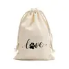 Bolsa de Lino con Cordón Estampado de Huella de Pata de Mascota Amor Exclusiva Transfronteriza Bolsa de Almacenamiento de Comercio Exterior Bolsa de Embalaje para Regalo