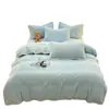Conjunto de 4 Peças Jacquard Anti-estático Classe A Lã Leite Aconchegante Espesso Cobertor de Coral Fleece Adicionado Lã Inverno Roupa de Cama 4