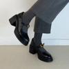 Zapatos de una sola capa Lefu elevados pequeños para el día a día que combinan con todo, zapatos retro de piel pequeña para mujer con suela gruesa y punta redonda