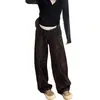 Jeans retro de estampado de leopardo estilo americano para mujer, nueva colección de otoño, talla grande, tiro alto, corte holgado, adelgazante y diseño de pierna ancha