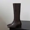 Botas de caballero de estilo británico a la moda para adelgazar de 5,5 cm, nuevo modelo otoño e invierno 2026, punta cuadrada, tacón grueso, botas altas hasta la rodilla