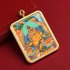 Caja Thangka Huang Caishen Gawu pintada a mano pura, colgante con cabeza de Buda Huang Caishen, dios de la riqueza de cinco vías, caja con imagen, colgante pequeño para llevar