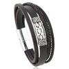 Cross-border Novo estilo retro europeu e americano em estoque Corrente Fivela magnética Liga Couro Pulseira masculina tecida à mão