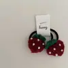 Novo gancho de mão contas de lã morango presilha de cabelo infantil tiara par de presilhas presilha lateral elástico pequeno