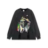 Marca de Moda de Rua Europeia e Americana Hip-Hop Camiseta Estampada Algodão Puro Lavagem Pesada Desgastada Gola Redonda Sem Mangas Colete Masculino Transfronteiriço
