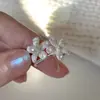 Anillo de Flor Tejida con Perlas para Mujer Estilo Frío Sentido de Alto Nivel Ins Irregular Papel de Estaño Anillo Abierto