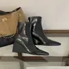 Botas de moda con tacón de cuña, botines ajustados simples de punta fina con tacón alto y cremallera trasera, botines cortos vintage nuevos de otoño e invierno