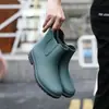 Botas de lluvia de moda transfronterizas para hombre, suela gruesa, resistentes al desgaste, antideslizantes, de goma, impermeables, botas de lluvia para cocina, zapatos de pesca para exteriores para hombre