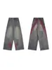 Jeans de Pierna Ancha Sueltos con Tres Rayas para Hombres y Mujeres, Pantalones Rectos Rayados con Parche de Cinta Punk Vintage de Moda