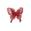 Decoración navideña de mariposa con purpurina dorada de doble capa Corona para árbol de Navidad Accesorios DIY Caja de regalo de boda Fiesta Mariposa artificial