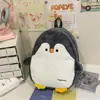 Mochila Escolar Rellena Femenina Lindo Pingüino Pequeño Mochila de Dibujos Animados Estudiante Femenina Suave Lindo Animal de Peluche Mochila Moda Otoño e Invierno