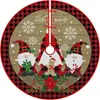 Falda para árbol de Navidad, falda redonda para base de árbol de decoración navideña, falda para árbol de tela con diseño de Papá Noel y muñeco de nieve, 120 cm de diámetro