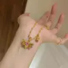 Colar Borboleta Coração de Diamante Gelo Quebrado Estilo Chinês Novo Retrô com uma Corrente de Clavícula Exquisita Estilo Nacional de Luxo Leve