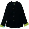 Camisa de terciopelo de seda con diseño estilo chino, nueva camisa color block estilo chino con cuello alto, chaqueta de primavera-verano para mujer
